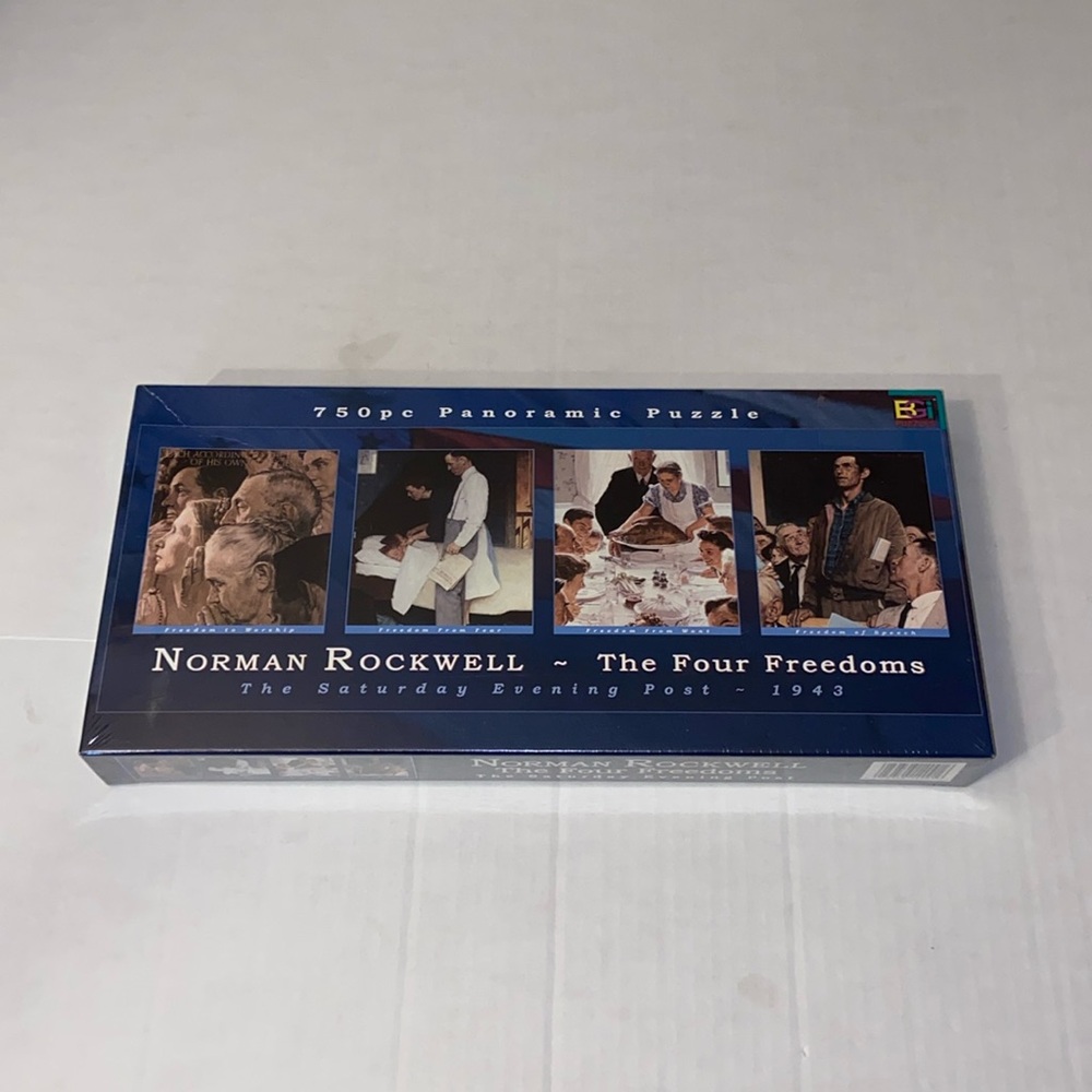 Buffalo Games New 750 Piece Panoramic Puzzle Norman Rockwell The Four Freedoms